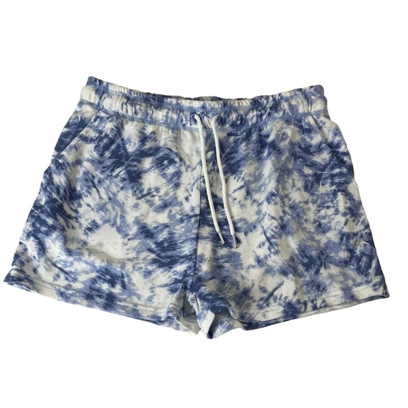 H Halston Studio Blue/White Drawstring Shorts - Picture 1 of 8